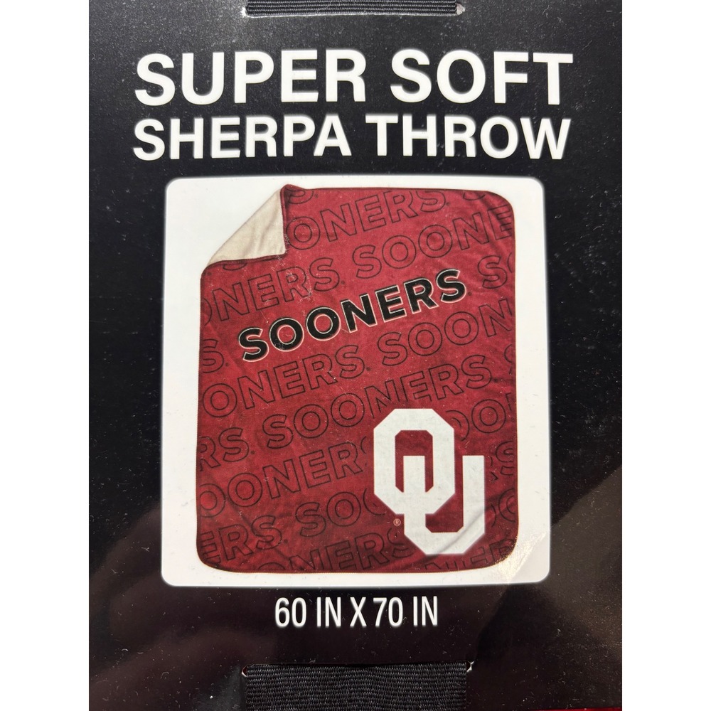 Oklahoma Sooners Super Soft‎ Sherpa Throw Blanket 60x70 Crimson OU NCAA Pegasus